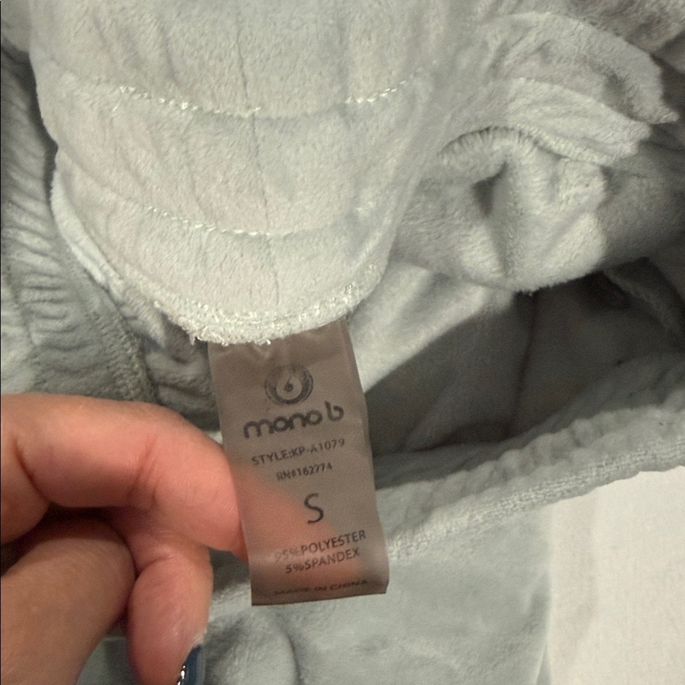 Mono B velvet sage Joggers. Size small. - Picture 3 of 3
